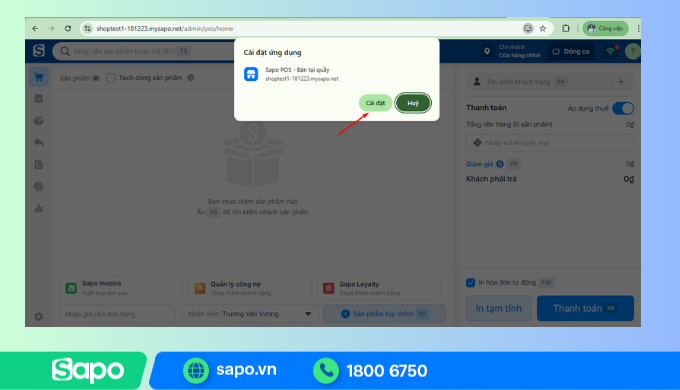 Xác nhận cài đặt Sapo POS