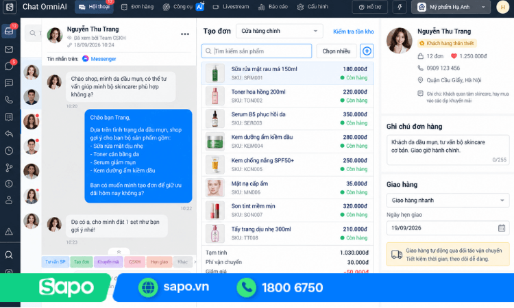Tạo đơn bán hàng ngay khi chat với khách