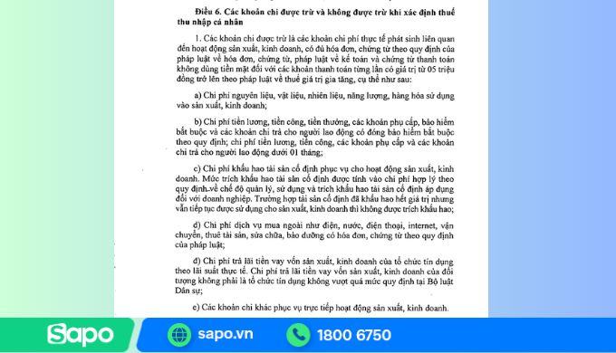 Quy định khoản chi phí hợp lệ HKD