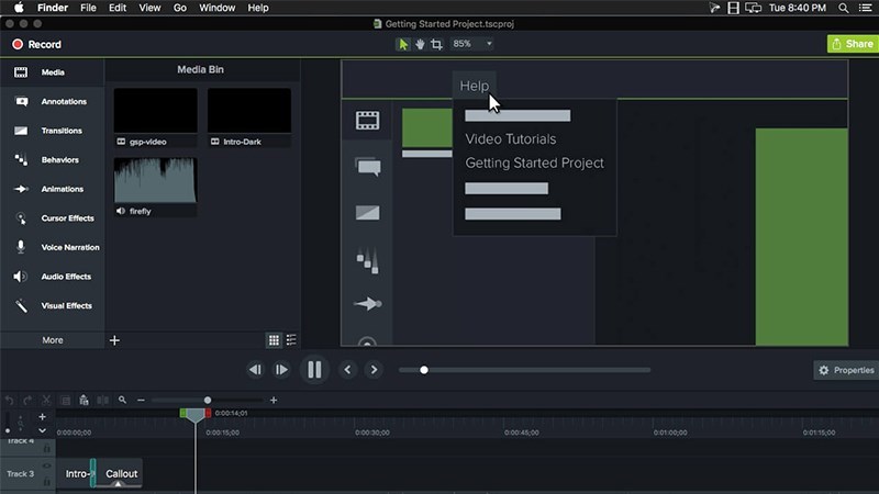 chụp ảnh từ video bằng Camtasia Studio