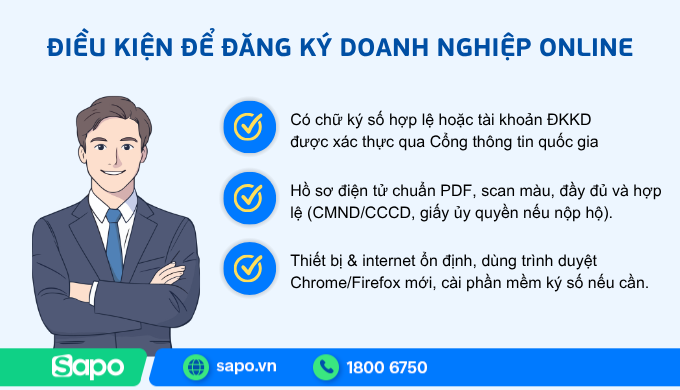 điều kiện đăng ký doanh nghiệp online