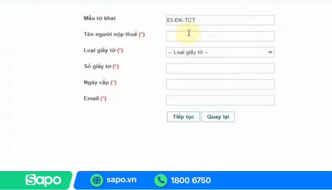 Nhập thông tin thiếu