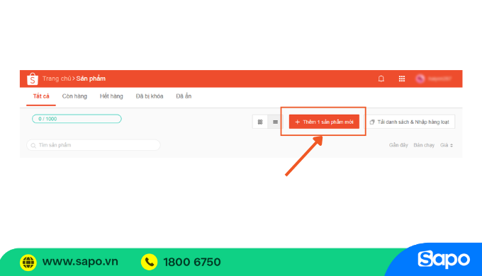 Thêm sản phẩm trên Shopee