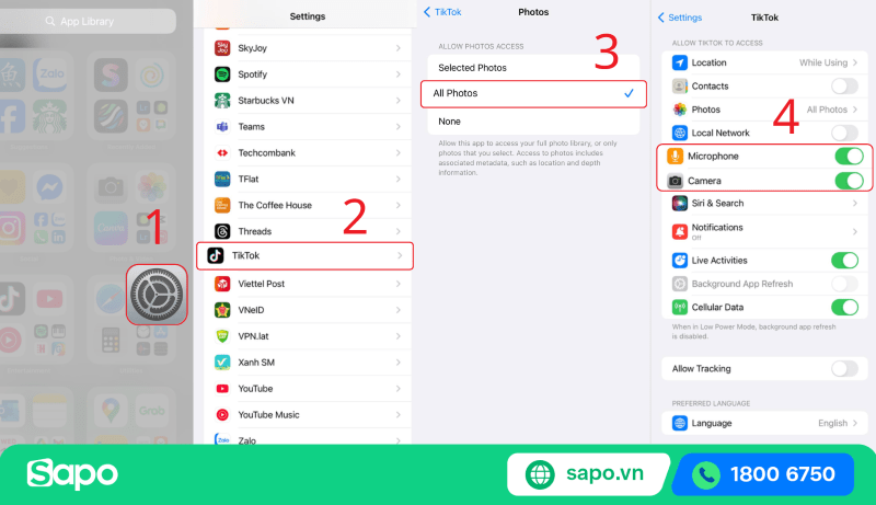 Cấp quyền micro/hình ảnh khi dadwng video lên TikTok bị lỗi
