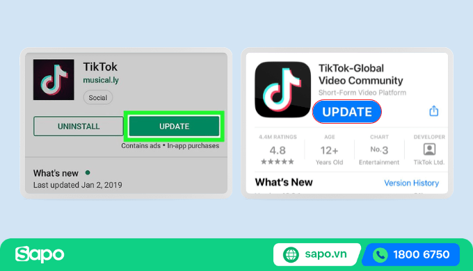 Cập nhật ứng dụng khi đăng video lên TikTok bị lỗi