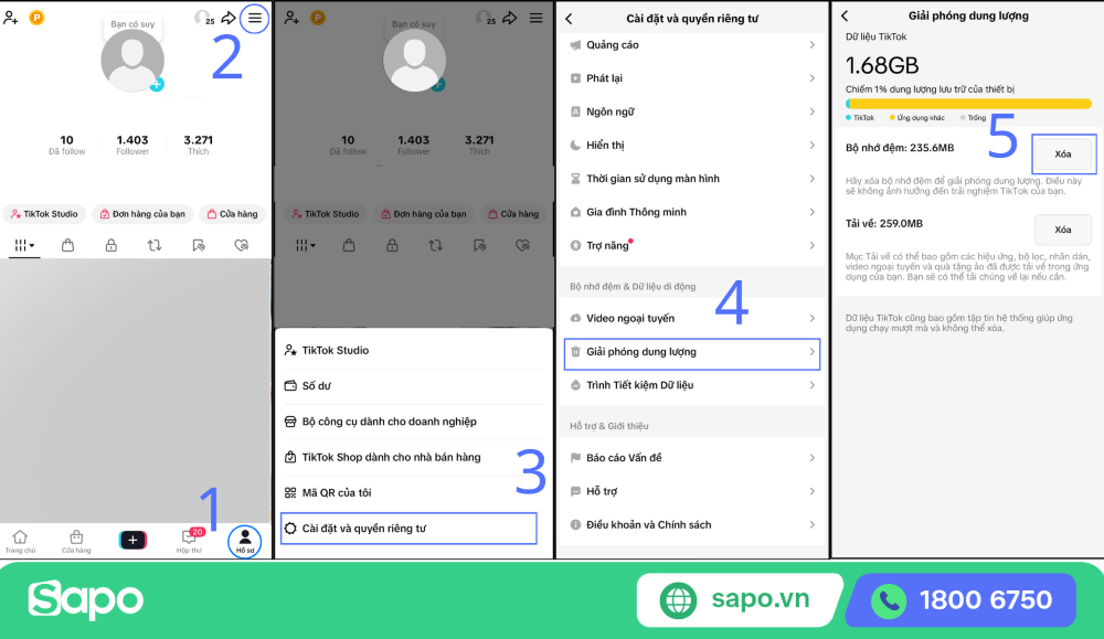 Xóa bộ nhớ đệm khi đăng video lên TikTok bị lỗi