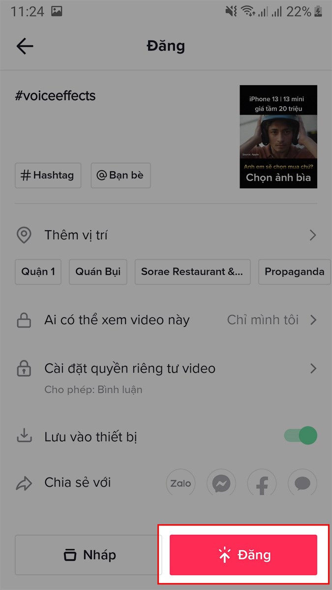 đăng video ghép giọng nói lên tiktok