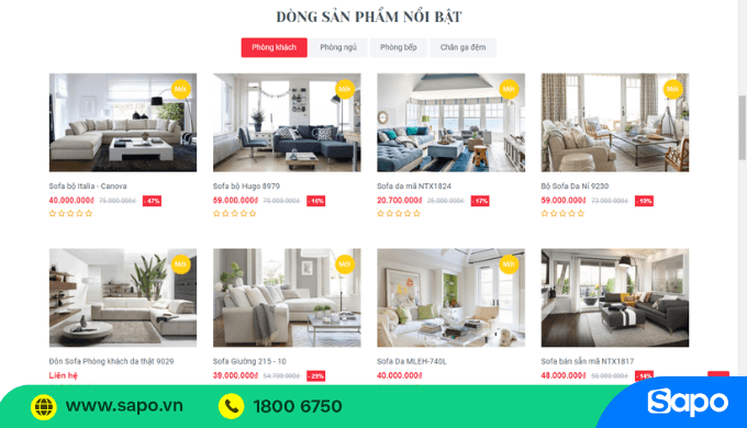 Khối sản phẩm nổi bật trên web