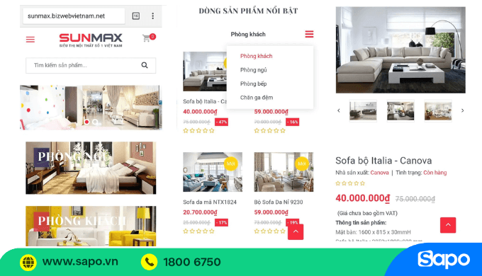 Giao diện website trên điện thoại