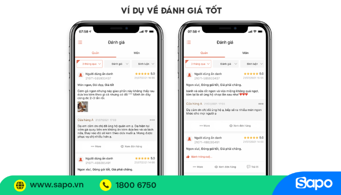 Đánh giá tốt trên shopeefood