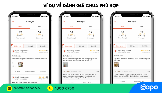 Đánh giá chưa phù hợp trên ShopeeFood