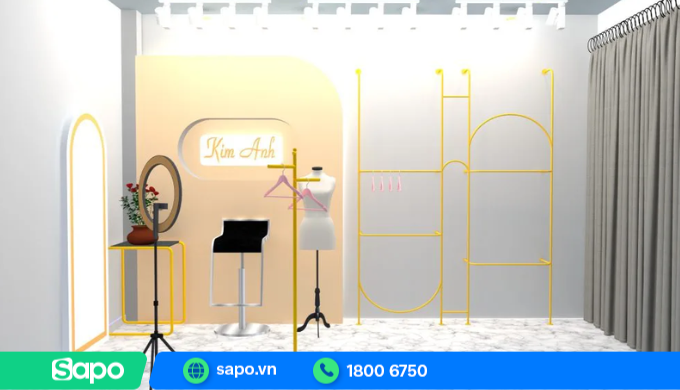 Tone màu vàng, cam nhạt cũng là mẫu decor livestream quần áo được nhiều shop ưa chuộng