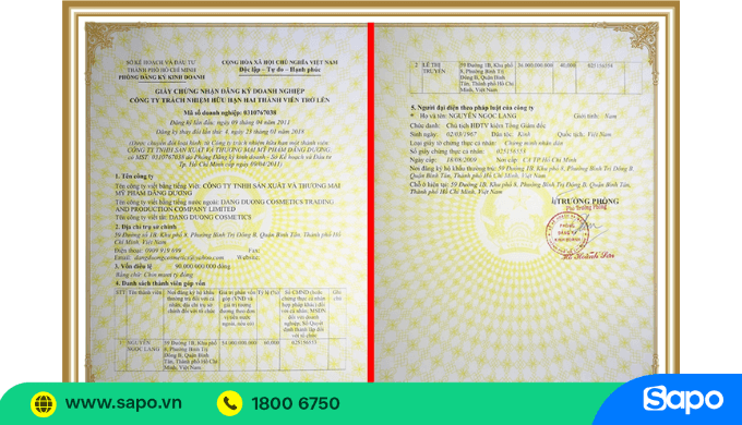 Giấy đăng ký kinh doanh mỹ phẩm