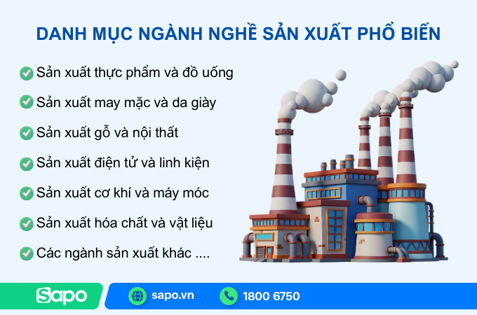 Danh mục ngành nghề sản xuất phổ biến