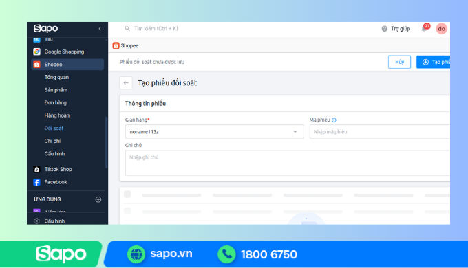 Đối soát cod trên phần mềm bán hàng Sapo
