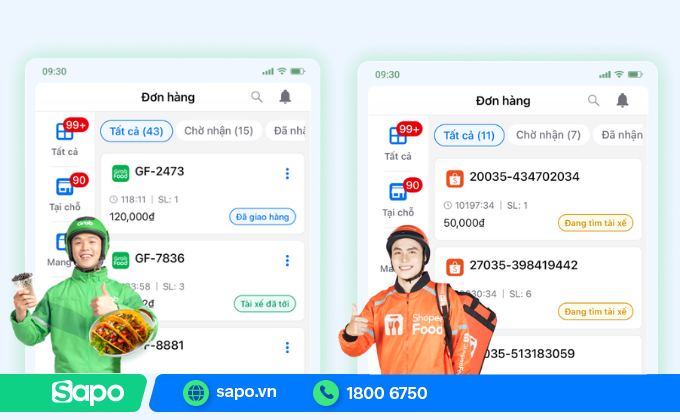 đồng bộ đơn từ grabfood và shopeefood về sapo
