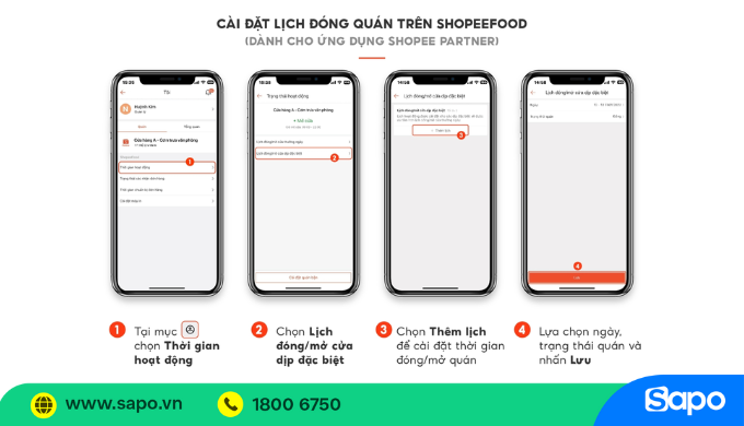 cách đóng quán trên shopeefood