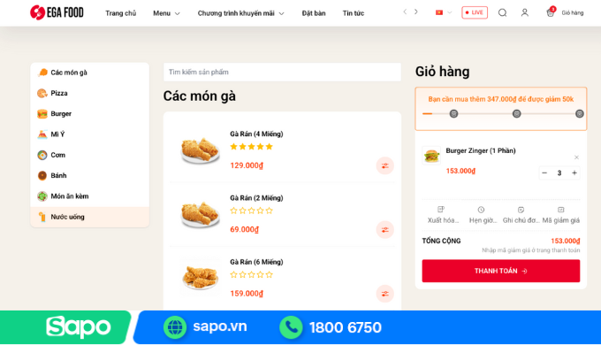 Trang đặt hàng nhanh Ega Food