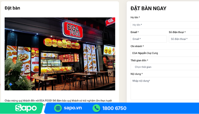 Trang đặt bàn Ega Food