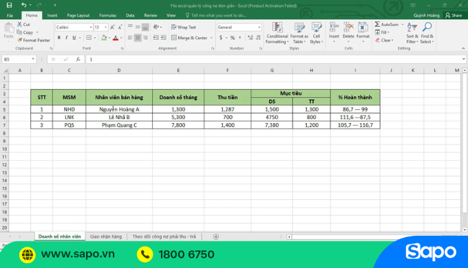 Biểu mẫu excel theo dõi công nợ