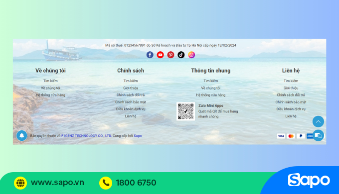 Chân trang tùy chỉnh