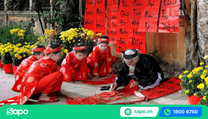 ông đồ viết câu đối đỏ