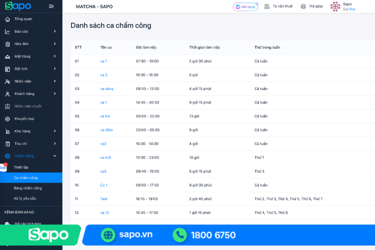 Thiết lập ca chấm công linh hoạt