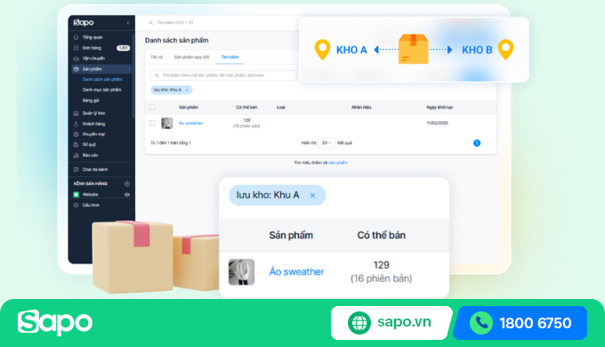 Quản lý kho sản phẩm thông minh với Sapo