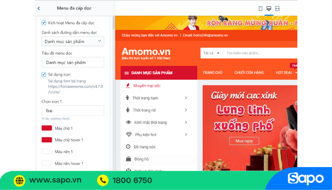 Thiết lập menu website
