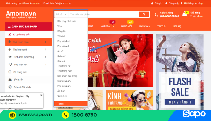 Thiết lập thanh tìm kiếm trên website