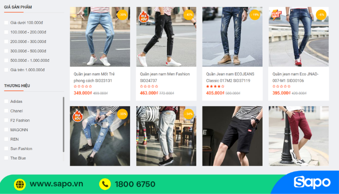 Bộ lọc sản phẩm trên web