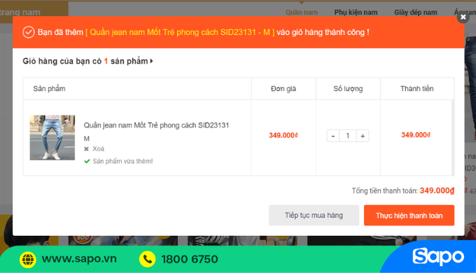 Giao diện website mua sắm tiện lợi