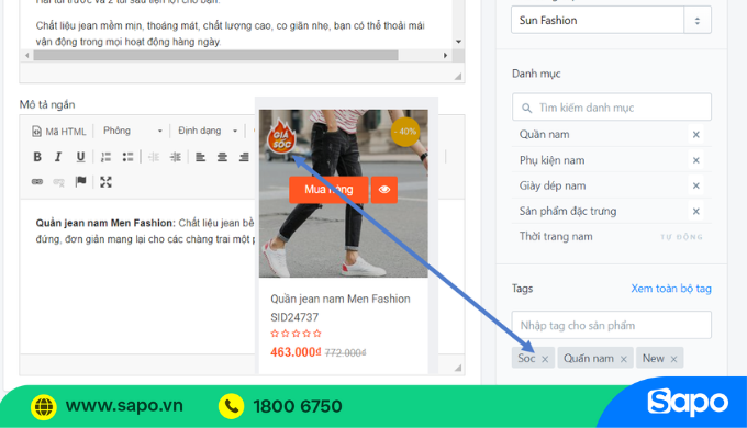Giao diện giảm giá trên website