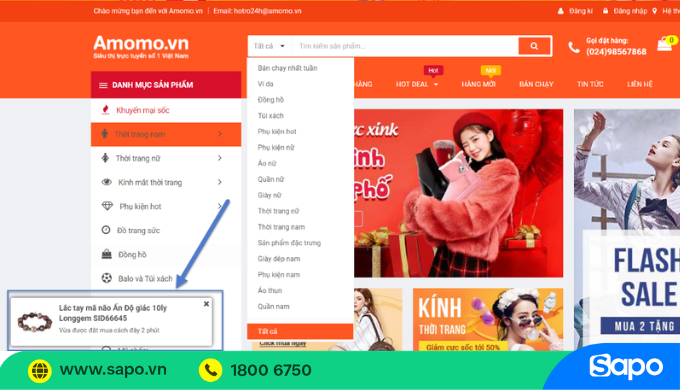 Giao diện sale popup trên website
