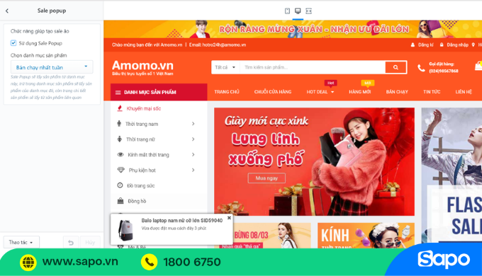 Giao diện sale popup trên website