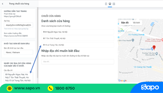Thiết lập chi nhánh cửa hàng trên website