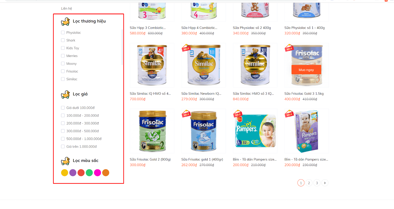 Theme website mẹ và bé