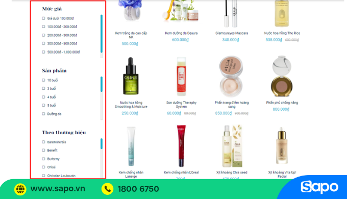 Bộ lọc sản phẩm web