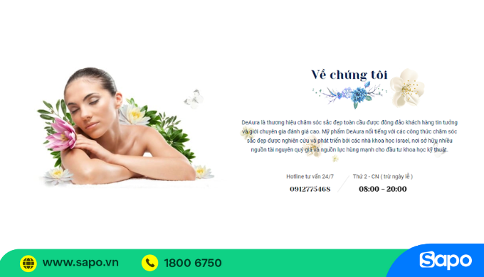 Giao diện website cho spa, mỹ phẩm