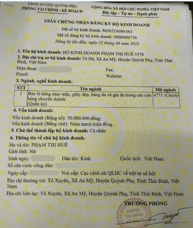 giấy chứng nhận kinh doanh