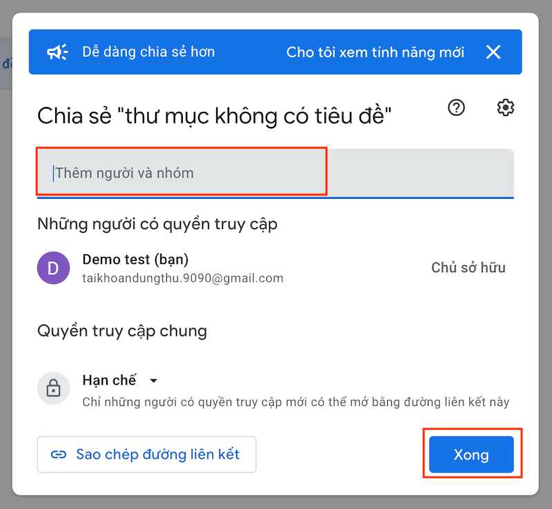 Chia sẻ các tài liệu trên Google Drive