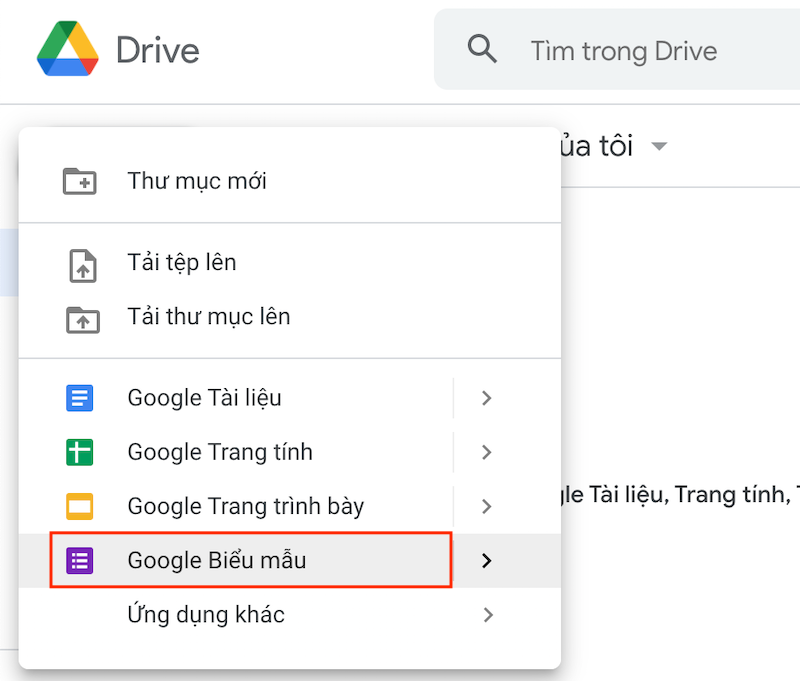 Tạo bảng khảo sát ngay tại Google Drive