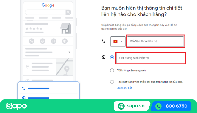 thêm số điện thoại để đăng ký GMB