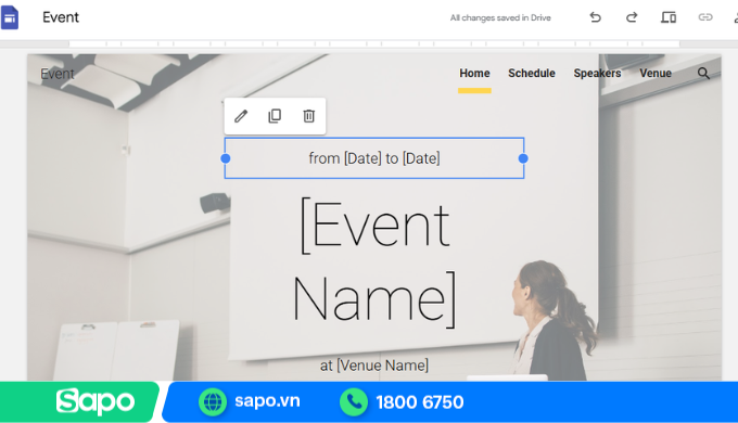 Tạo trang giới thiệu sự kiện trên Google Sites