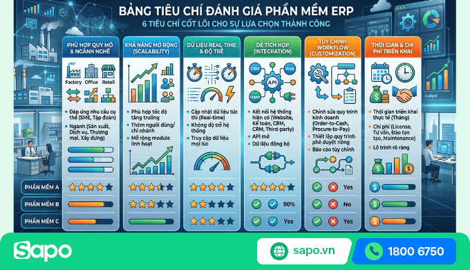 Tiêu chí đánh giá hệ thống ERP