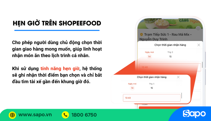 ShopeeFood có hẹn giờ giao hàng không?