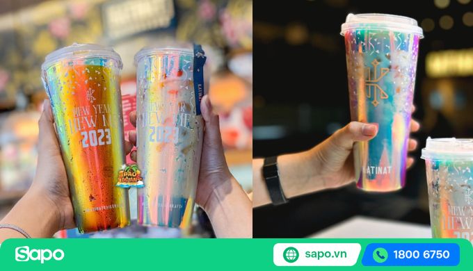 Hình ảnh ly trà sữa cầu vồng