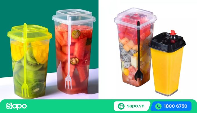 ly nhựa vuông đựng trà sữa