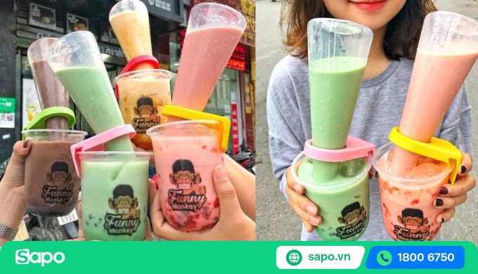 Hình ảnh ly trà sữa úp ngược