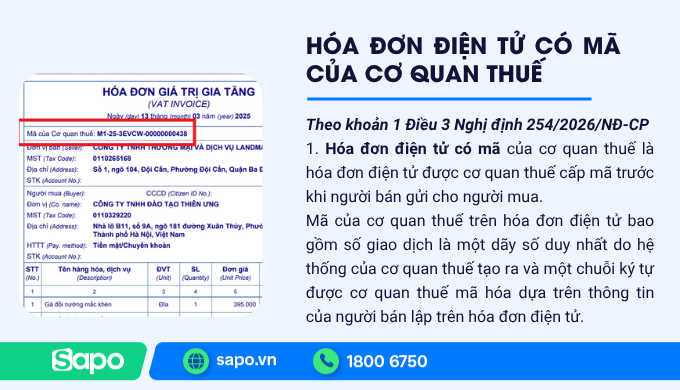 Hóa đơn điện tử có mã của cơ quan thuế là gì?
